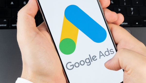 A closeup of Google Ads on a phone